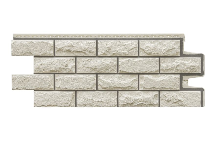 Фасадные панели Grand Line, Колотый камень Design, Молочный (шов RAL 7006) купить в Тольятти