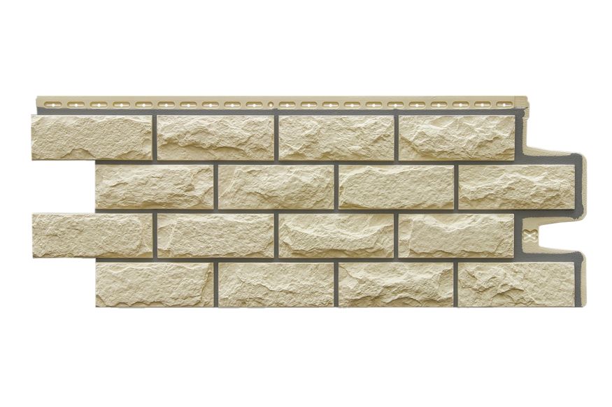 Фасадные панели Grand Line, Колотый камень Design, Бежевый (шов RAL 7006) купить в Тольятти