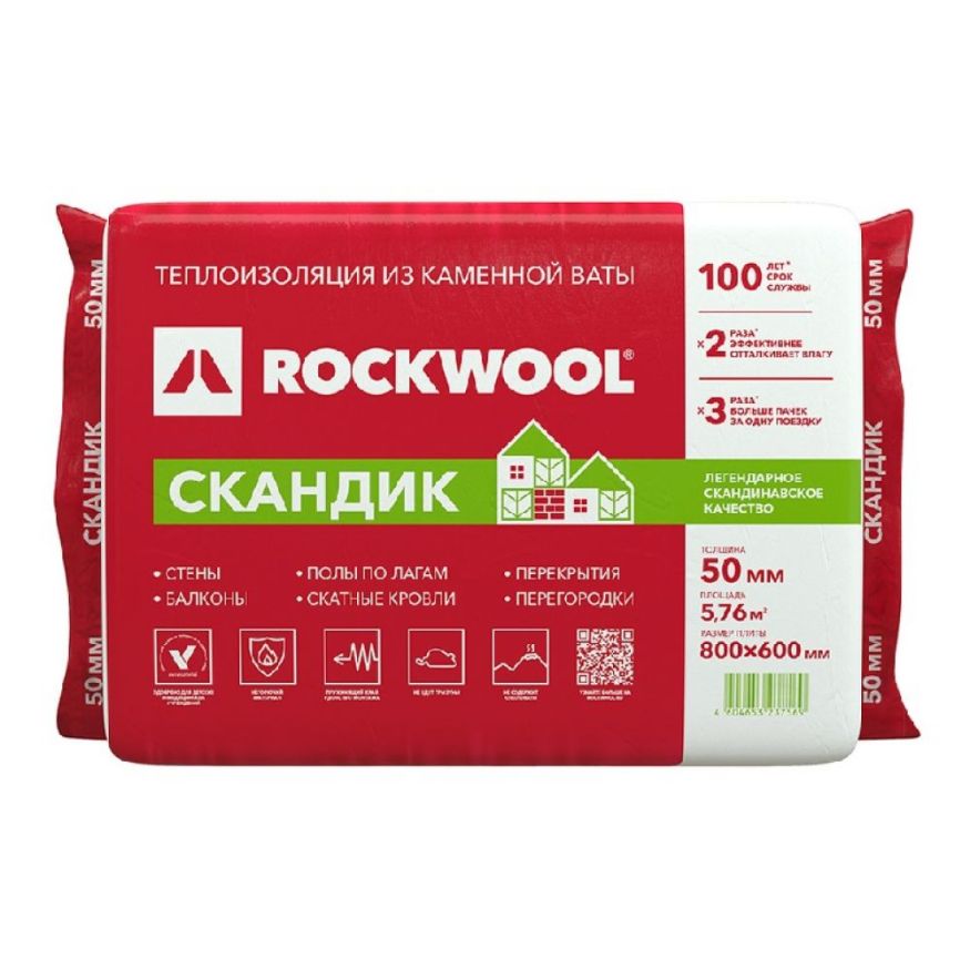 Утеплитель Лайт Баттс Скандик 50х600х800 Rockwool купить в Тольятти