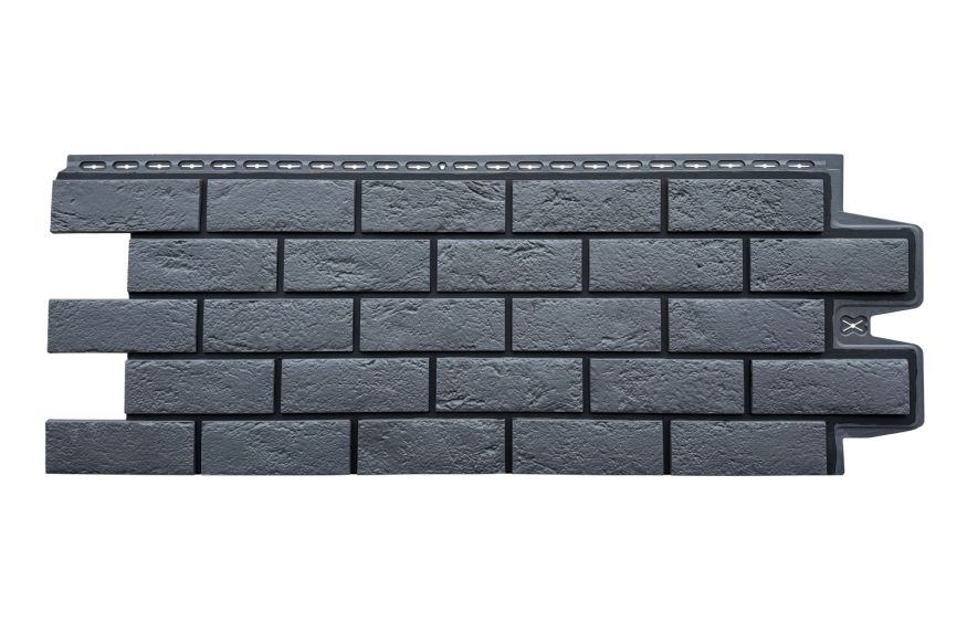 Фасадная панель Grand Line, Состаренный кирпич Design, Графит, шов RAL 9005 купить в Тольятти
